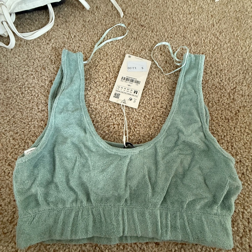Teal Textured Crop Top